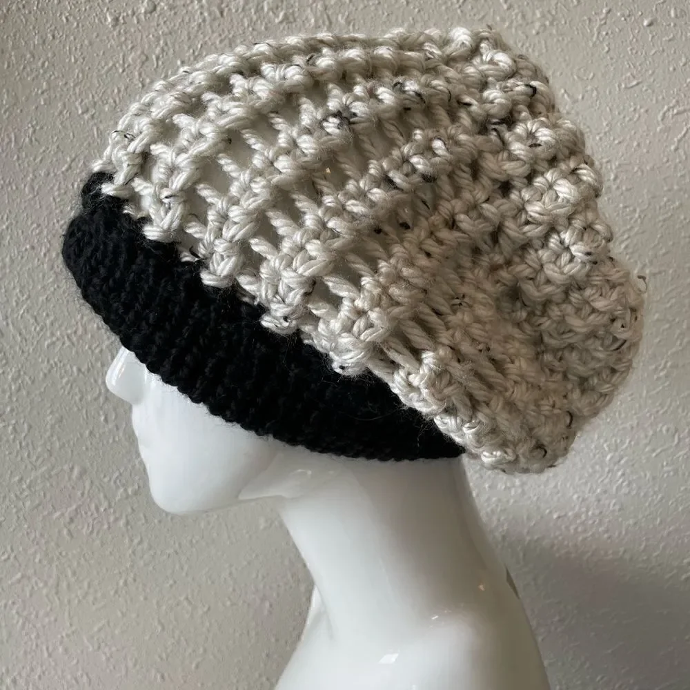 Loose Knit Crochet Hat EUC